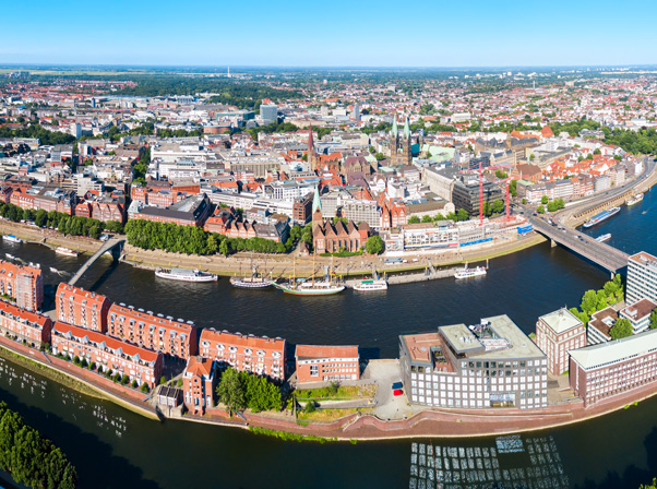 bremen old town aerial view  